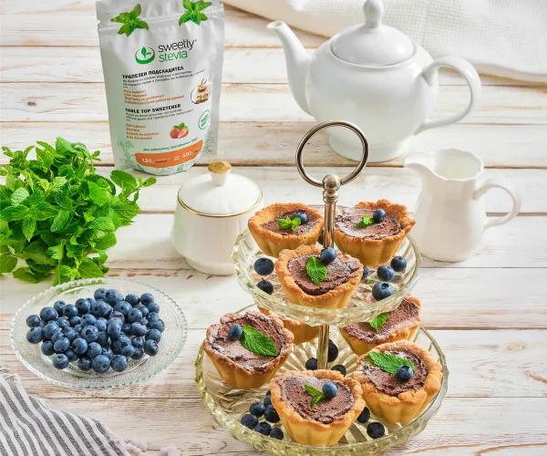 Tartele cu mousse de ciocolată cu îndulcitorul Sweetly Stevia Crystals